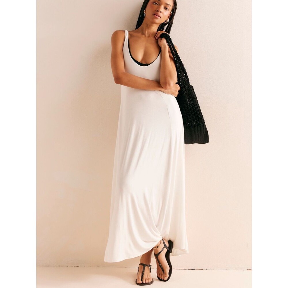 NWT FP Beach Scoop-Neck White Maxi Dress